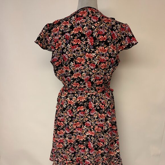 Romeo Juliet Couture Womens Dress Size L Mini Dark Floral Romantic Flowy Boho - Picture 4 of 9
